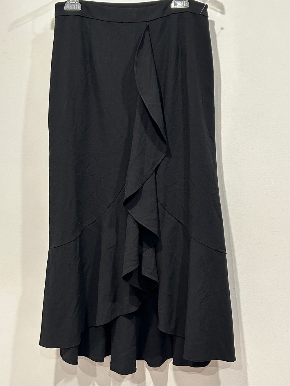 Anthropologie Maeve Black Spanish Ruffled faux wrap Midi Skirt women’s 10 new